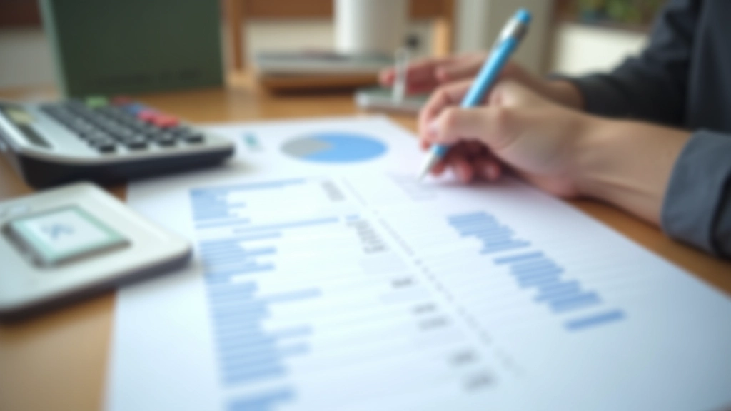 Monthly budget plan displayed with financial documents, calculator, and planning notes organized on desk