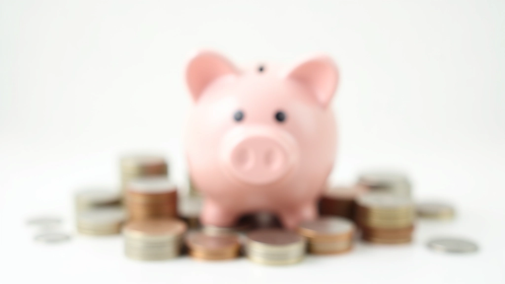 Piggy bank surrounded by coins and bills on white background, financial savings concept photography