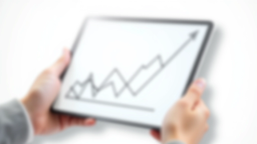 Tablet displaying financial growth chart with upward trending line