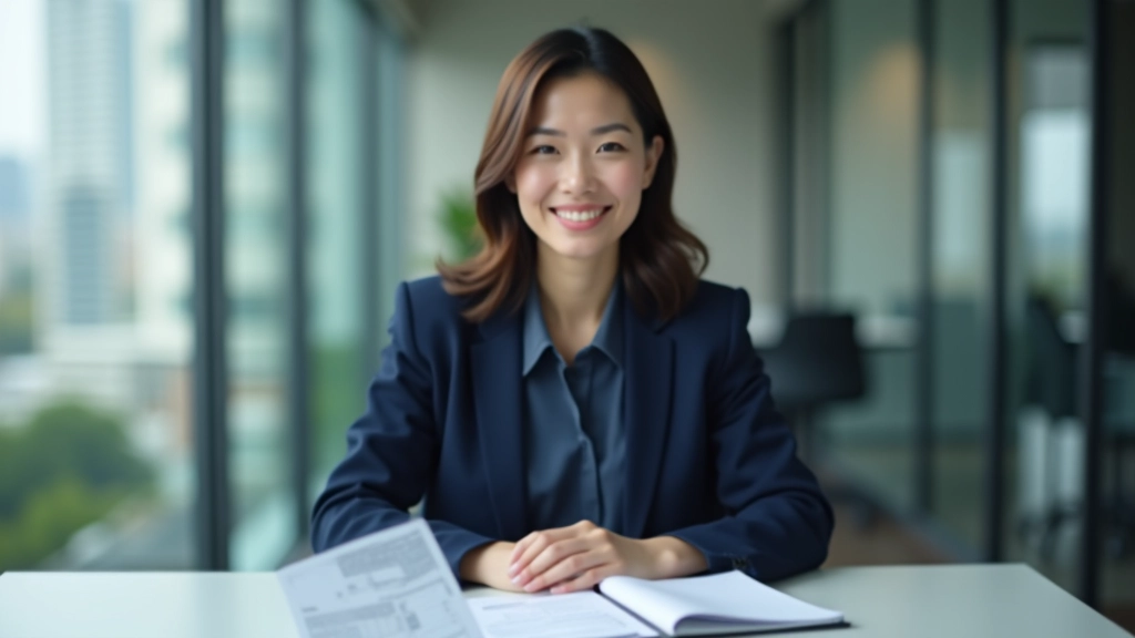 Professional woman at desk with financial documents and planning notebook